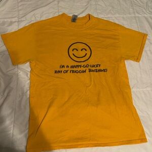 Gildan Bright Yellow Tee with Smiley Graphic